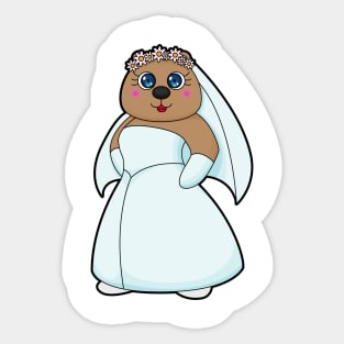 Bear as Bride with Wreath of Flowers Sticker